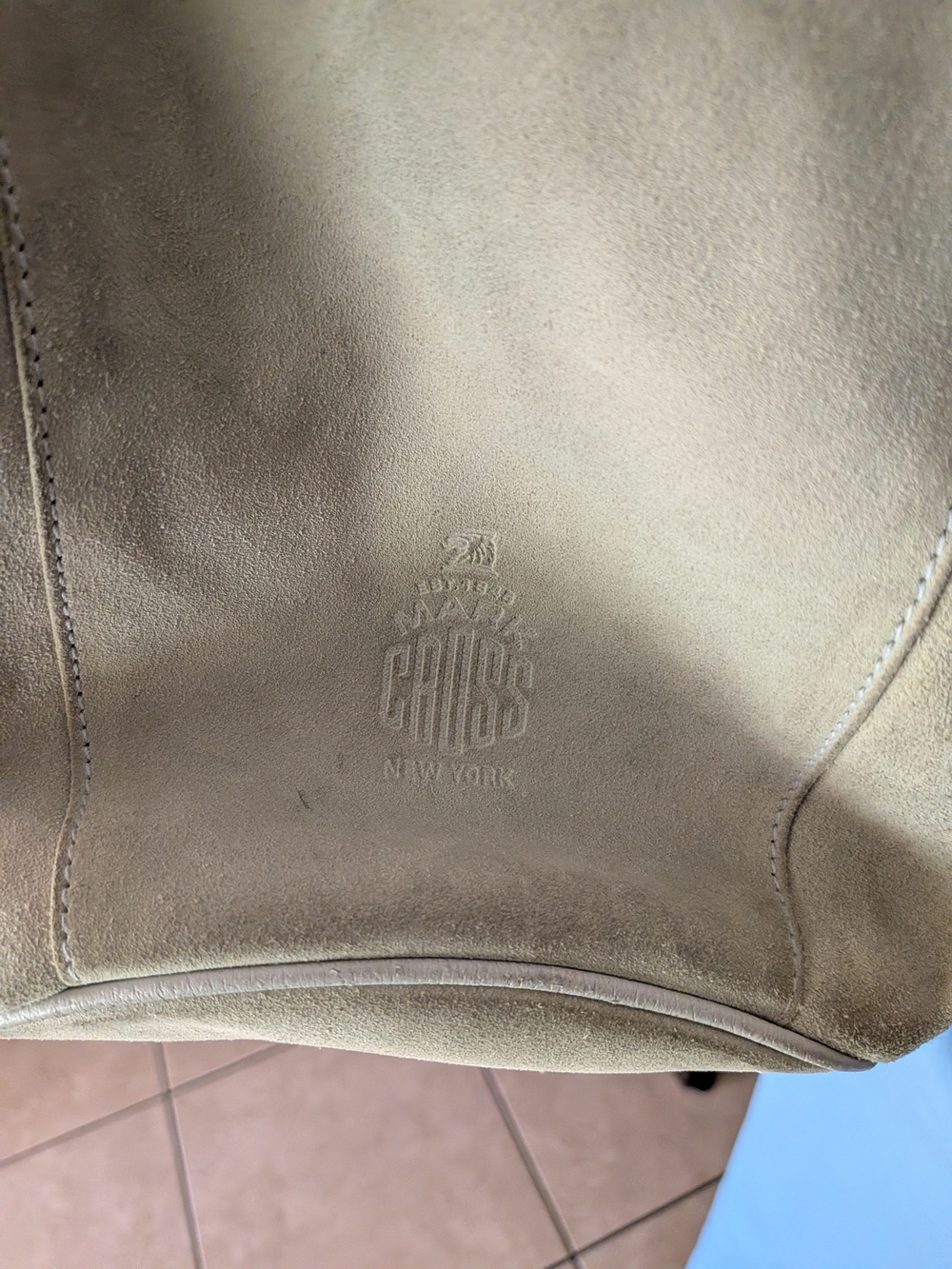 Beige Suede Drawstring Backpack - Picture 2 of 7
